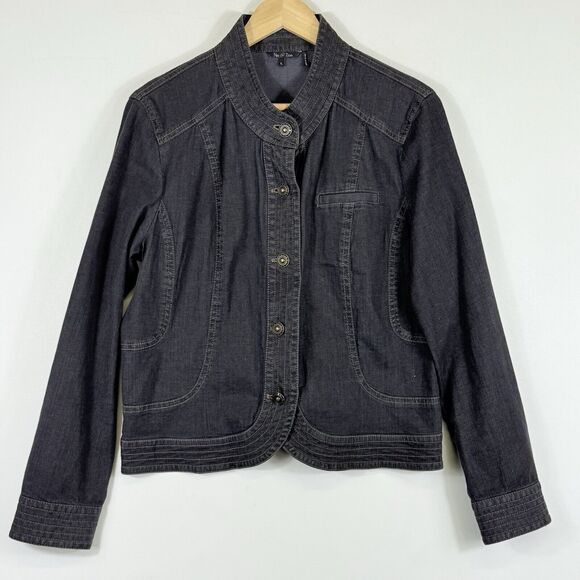 Nic + Zoe Dark Wash Tailored Lightweight Denim Jean Jacket Women's‎ Large - Picture 1 of 8